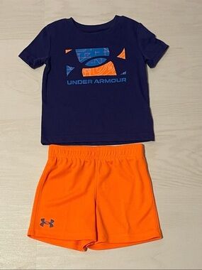 Under Armour Navy Blue & Bright Orange Kids Matching Set